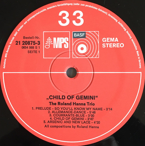 The Roland Hanna Trio* : Child Of Gemini (LP, Album)