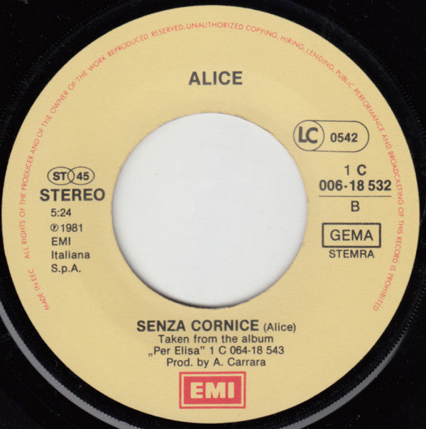 Alice (4) : Una Notte Speciale (7", Single)