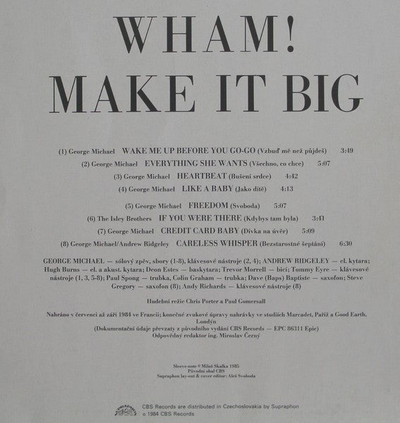 Wham! : Make It Big (LP, Album)