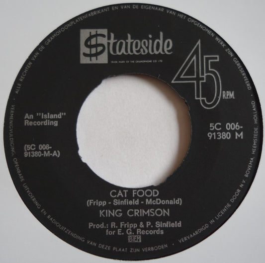 King Crimson : Cat Food / Groon (7", Single, Mono)