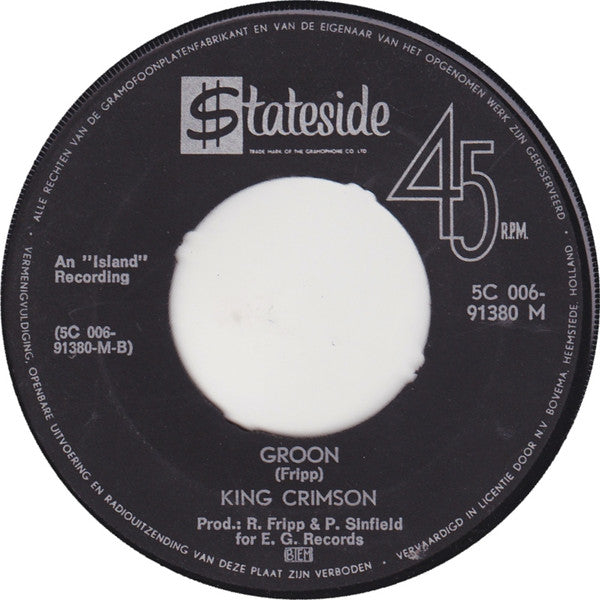 King Crimson : Cat Food / Groon (7", Single, Mono)