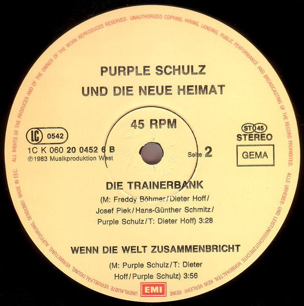 Purple Schulz Und Die Neue Heimat* : Sehnsucht (Lange (LP-) Version) (12", Maxi)