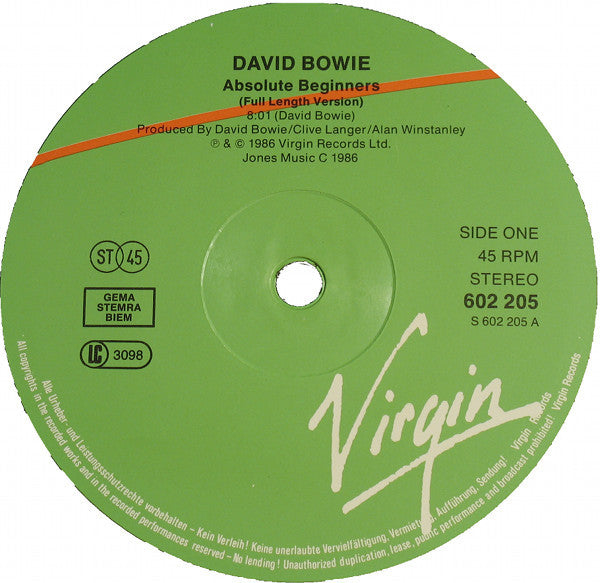 David Bowie : Absolute Beginners (12", Single)