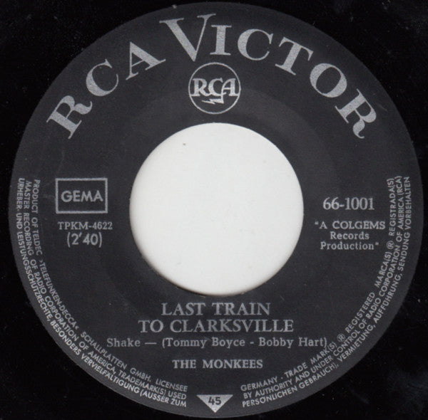 The Monkees : Last Train To Clarksville / Take A Giant Step (7", Single)