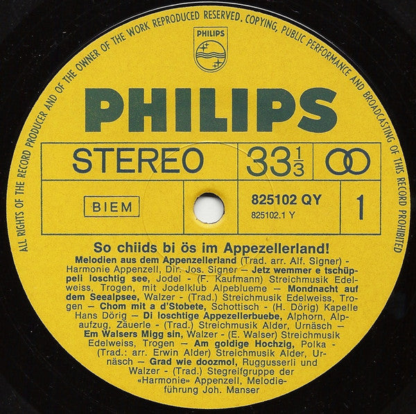 Various : Appenzeller Klänge - So Chiids Bi Ös Im Appezellerland! (LP)