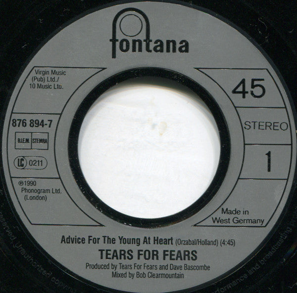 Tears For Fears : Advice For The Young At Heart (7", Single)