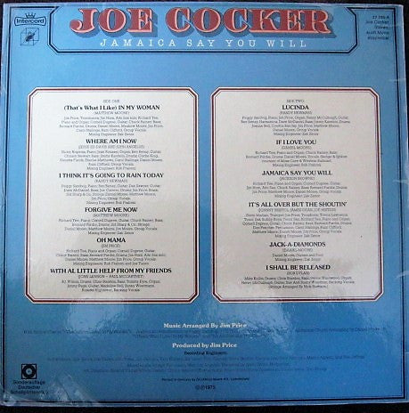 Joe Cocker : Jamaica Say You Will (LP, Album, Club)