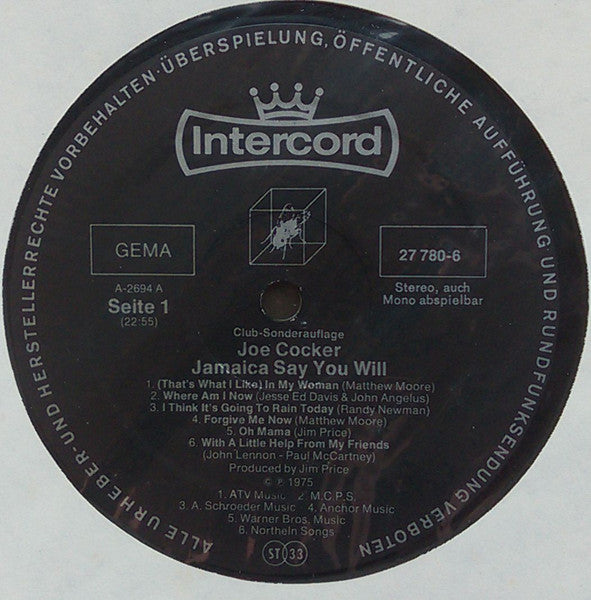 Joe Cocker : Jamaica Say You Will (LP, Album, Club)