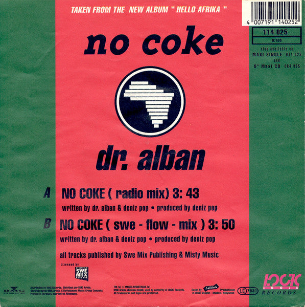 Dr. Alban : No Coke (7", Single)