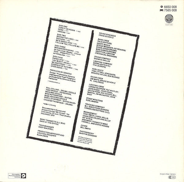 Genesis : Three Sides Live (2xLP, Album, Gat)