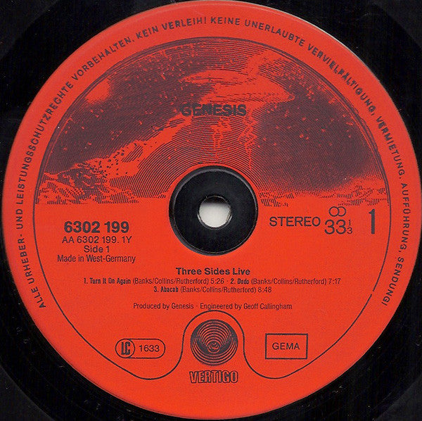 Genesis : Three Sides Live (2xLP, Album, Gat)