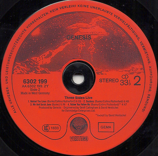 Genesis : Three Sides Live (2xLP, Album, Gat)