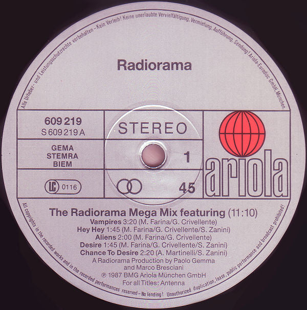 Radiorama : The Radiorama Mega Mix (12", Maxi)