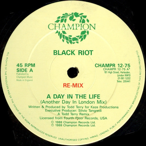 Black Riot : A Day In The Life (Re-Mix) / Warlock (12")