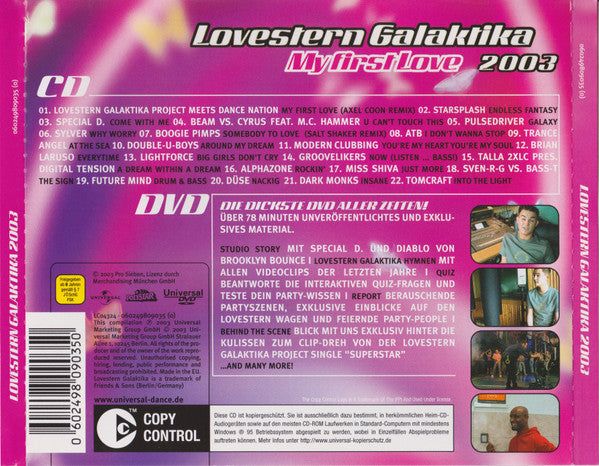 Various : Lovestern Galaktika 2003 - My First Love (CD, Comp, Copy Prot. + DVD, Comp)