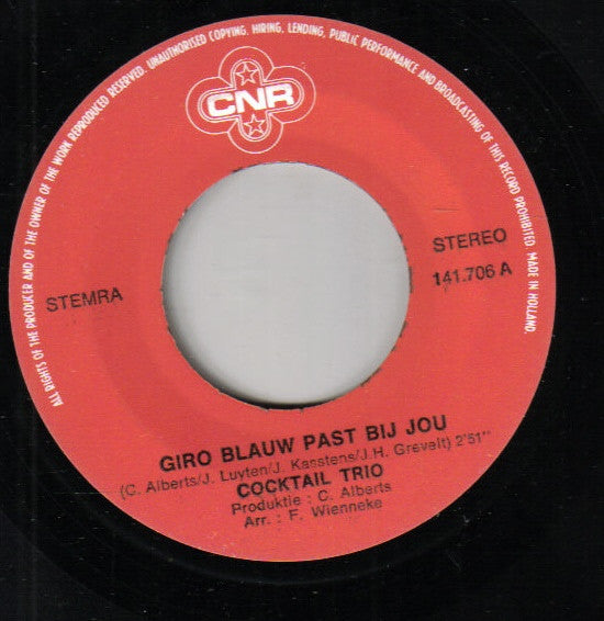 Cocktail Trio : Giroblauw Past Bij Jou  (7", Single)
