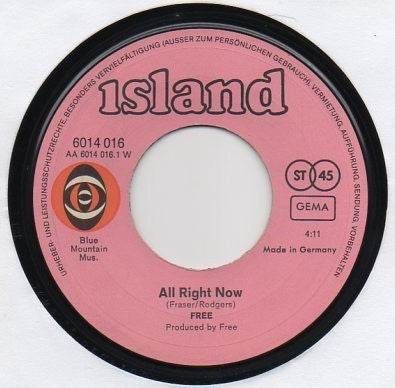 Free : All Right Now (7", Single, dif)