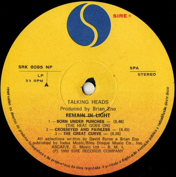 Talking Heads : Remain In Light (LP, Album)