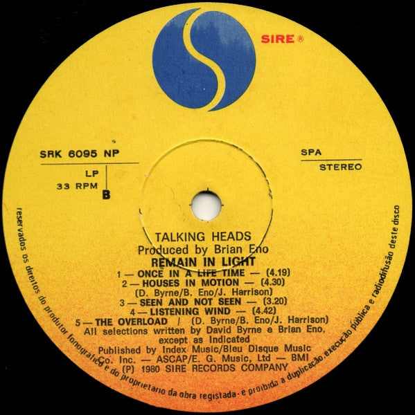 Talking Heads : Remain In Light (LP, Album)