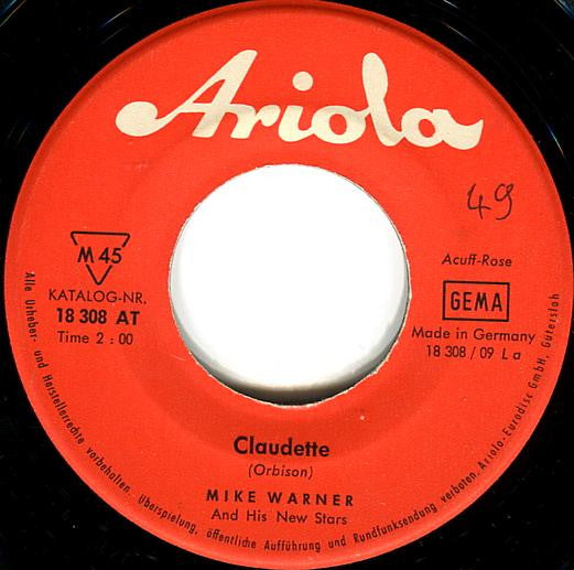 Mike Warner And His New Stars : Claudette / I Walk The Line (7", Single)