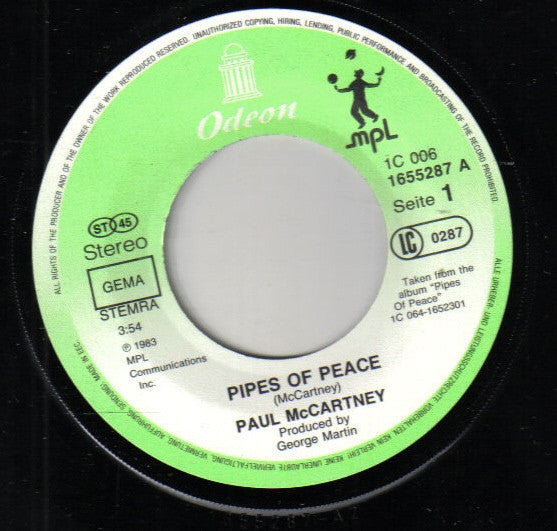 Paul McCartney : Pipes Of Peace (7", Single)