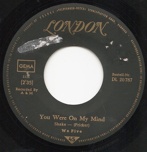 We Five : You Were On My Mind / Small World (7", Single)