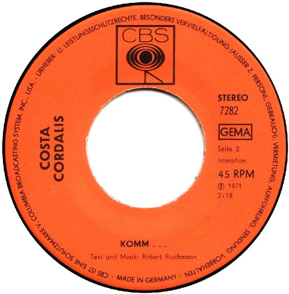 Costa Cordalis : Und Die Sonne Ist Heiß (7", Single, Promo)