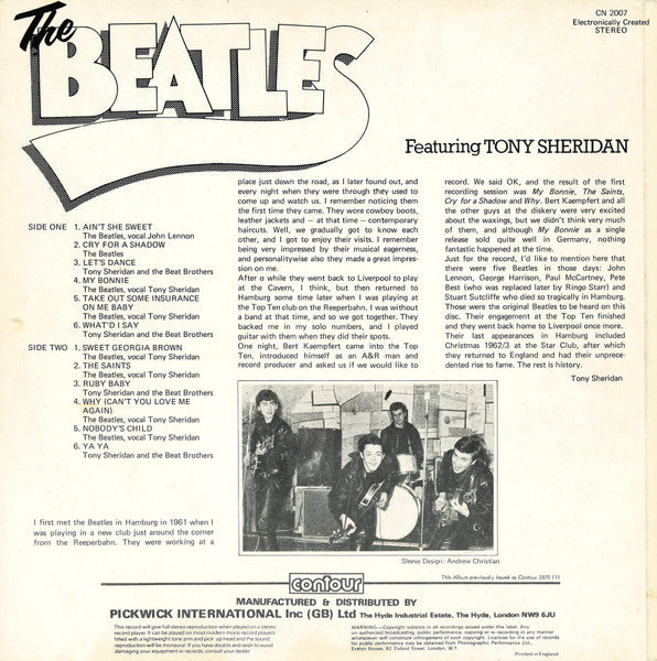 The Beatles Featuring Tony Sheridan : The Beatles Featuring Tony Sheridan (LP, Comp, RE)