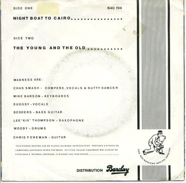 Madness : Night Boat To Cairo (7", Single)