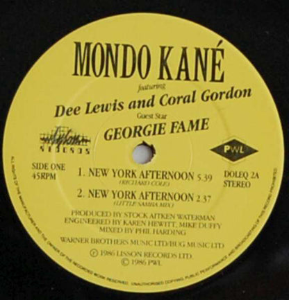 Mondo Kané  Featuring  Dee Lewis  And  Coral Gordon  And Guest Star  Georgie Fame : New York Afternoon (12", Single)