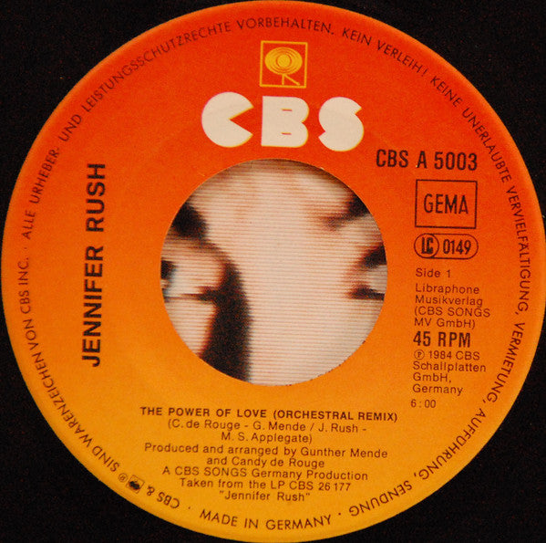 Jennifer Rush : The Power Of Love (Orchestral Remix) (7", Single, RP)