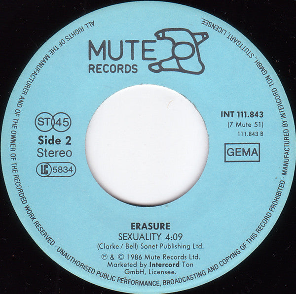 Erasure : Sometimes (7", Single)