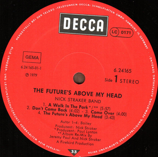 Nick Straker Band : Future's Above My Head (LP, Album)