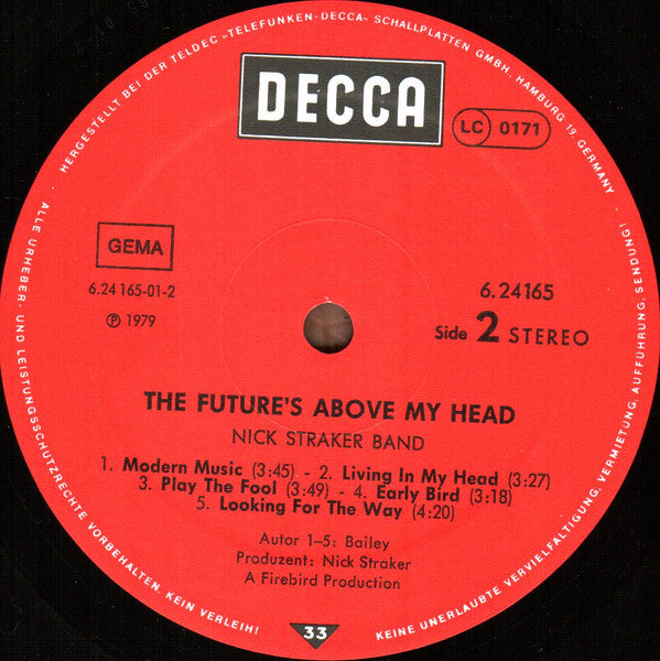 Nick Straker Band : Future's Above My Head (LP, Album)