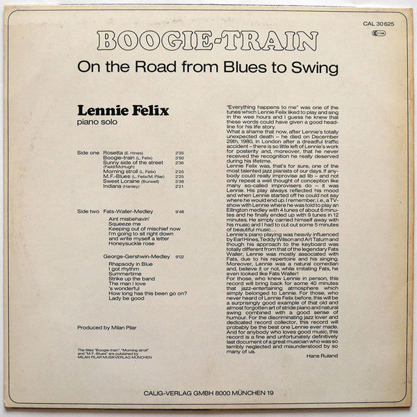Lennie Felix : Boogie-Train (On The Road From Blues To Swing) (LP, Album)