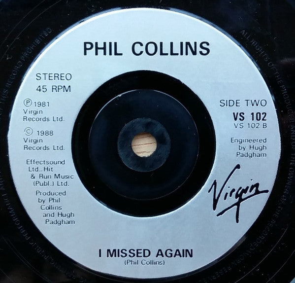 Phil Collins : In The Air Tonight ('88 Remix) (7", Single, Sil)
