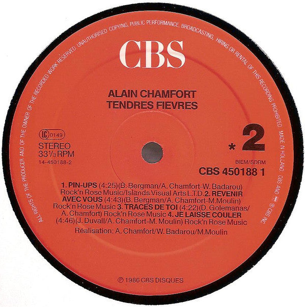 Alain Chamfort : Tendres Fièvres (LP, Album)