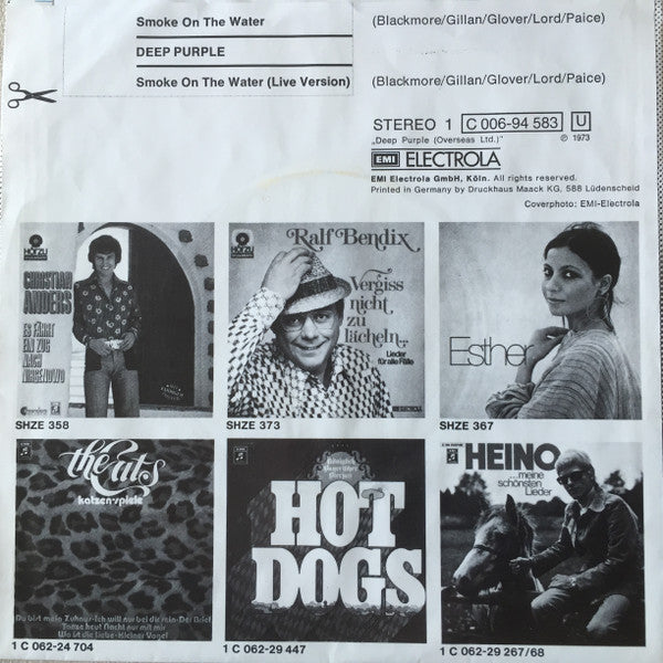 Deep Purple : Smoke On The Water (7", Single)