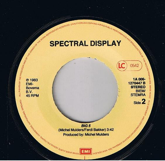 Spectral Display : Danceable / Big 5 (7", Single)