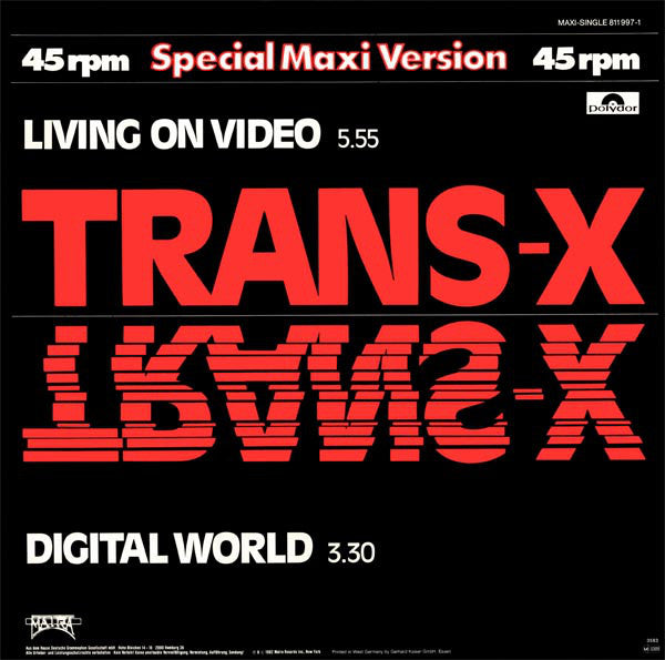 Trans-X : Living On Video / Digital World (12", Maxi, Whi)