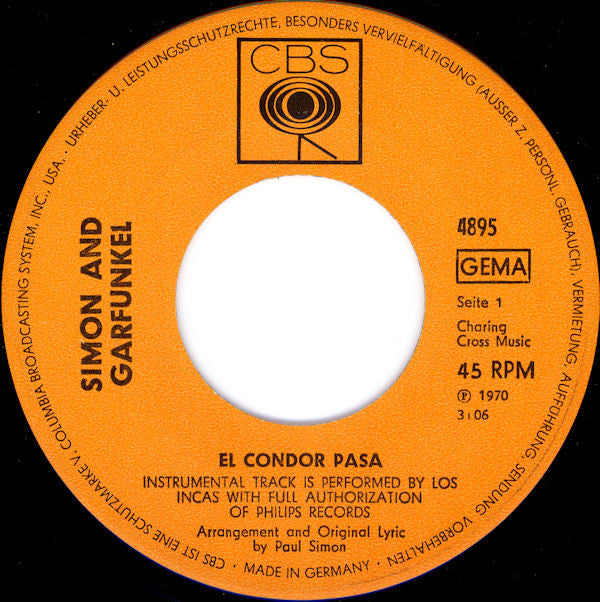 Simon And Garfunkel* : El Condor Pasa (7", Single)