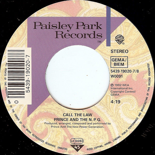 Prince And The New Power Generation : Money Don't Matter 2 Night (7", Single, Lar)