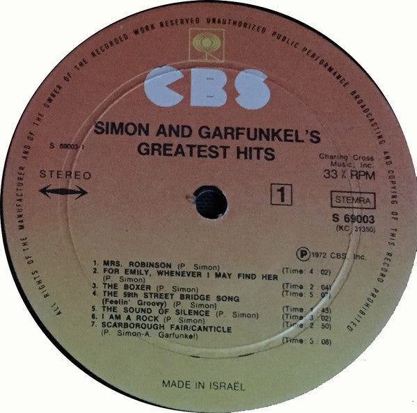 Simon & Garfunkel : Simon And Garfunkel's Greatest Hits (LP, Comp, RE)