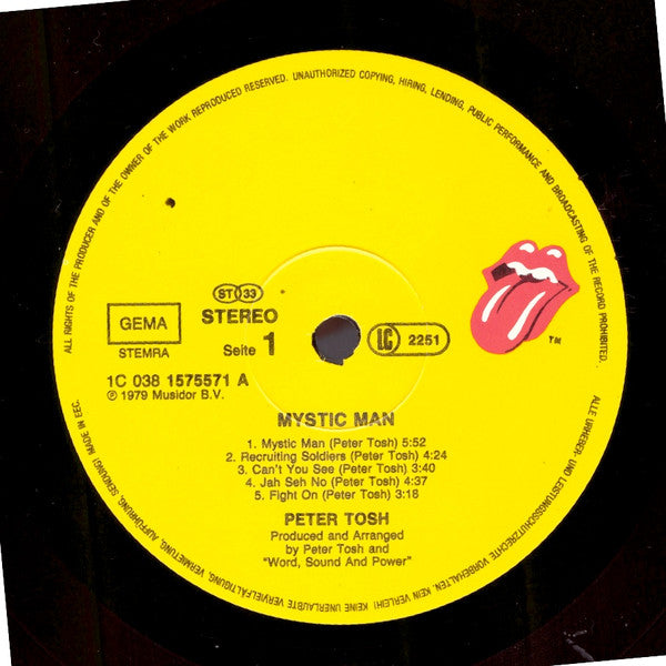 Peter Tosh : Mystic Man (LP, Album, RE)