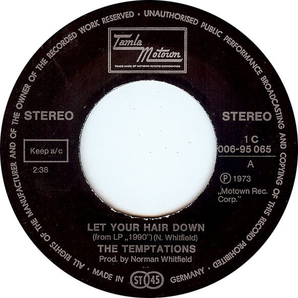 Temptations* : Let Your Hair Down (7", Single)