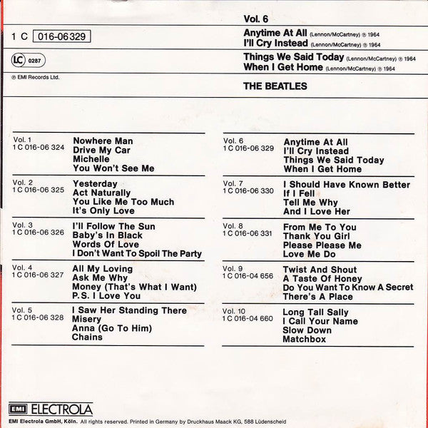 The Beatles : Die Grössten Vier Vol. 6 (7", EP)