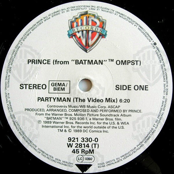Prince : Partyman (12", Maxi)