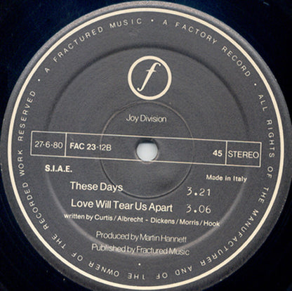 Joy Division : Love Will Tear Us Apart (12", Single, RE)