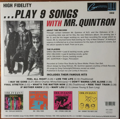Oblivians : ...Play 9 Songs With Mr. Quintron (LP, Album, Pal)