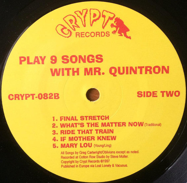 Oblivians : ...Play 9 Songs With Mr. Quintron (LP, Album, Pal)